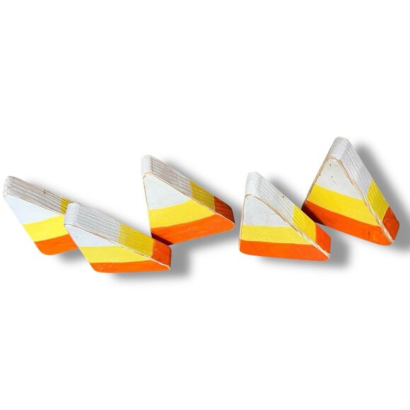 Handmade Wooden Candy Corn Halloween Decoration Set of 5 Distressed - Picture 7 of 8